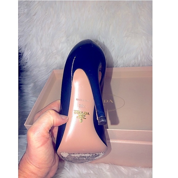 🌸 Prada Vernice Royal Blue Patent Leather Peep Toe - Picture 4 of 10